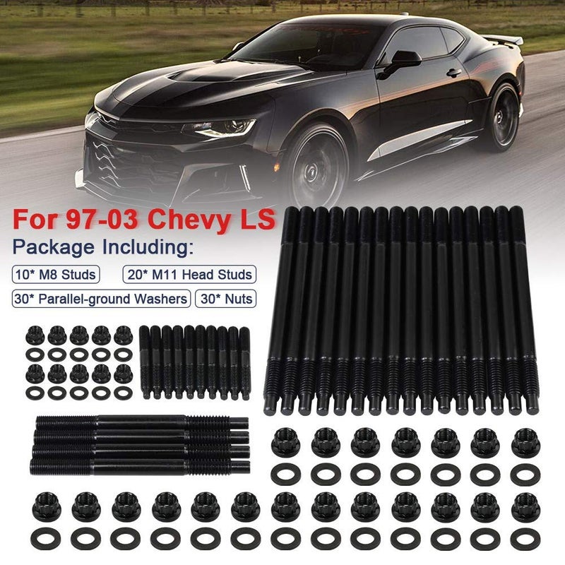 PQY 12-Point Cylinder Gasket Head Stud Bolts Nuts Kit Compatible with 97-03 Chevy LS1 LQ9 LS6 4.8L 5.3L 5.7L 6.0L Engines - Image 2